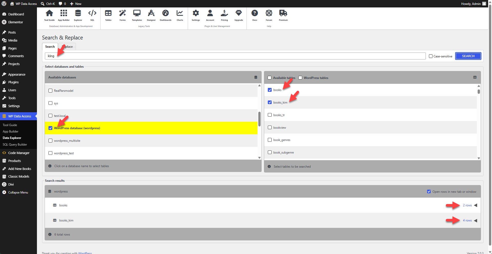 WP Data Access - Data Explorer - Search & Replace